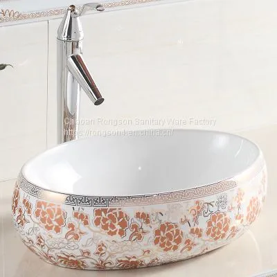 Simple Red Color Modern Design Tabletop Ceramic Sanitary Ware Square Wash Hand Basin With One Hole for Bathroom Used photo-5