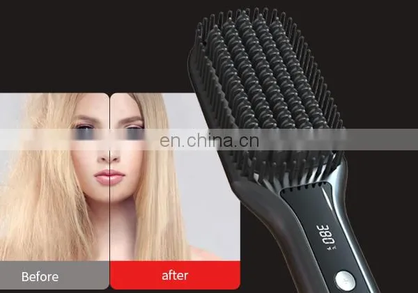Wholesale Ceramic Hair Straightener Brush Ionic Hair Straightening Combs for Black Women