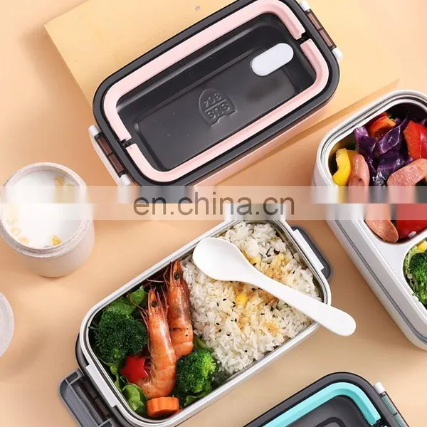 Tiffin Take Away Food Packaging Insulated Thermal Children School Heated Plastic Metal Bento Stainless Steel Kids Lunch Box photo-2