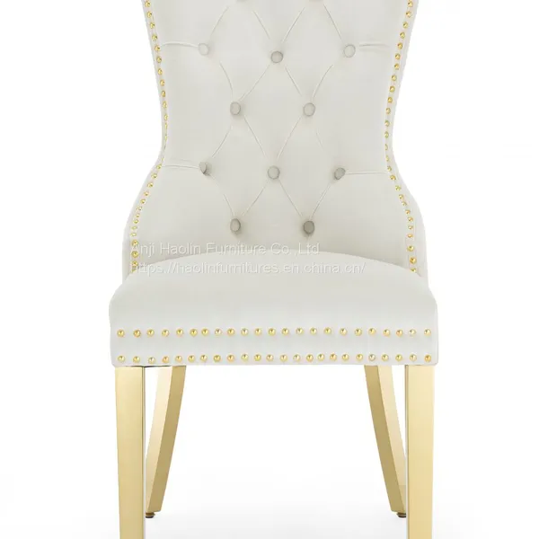 Dining Chair With Golden Chrome Legs by Velvet Cream