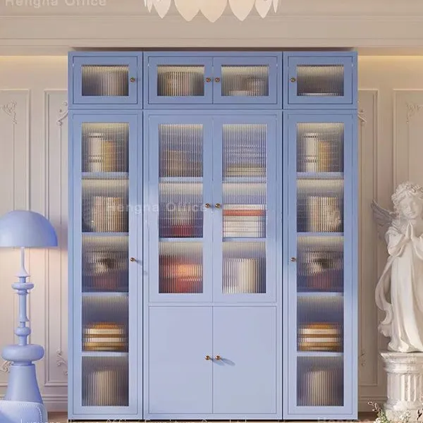 Enclosed Glass Bookcase With Multi-Layer Shelves & Safe Rounded Edges – Ideal for Living Room Storage & Office Spaces photo-4