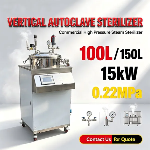 Commercial Vertical Retort Sterilizer Machine 150L 304 Stainless Steel Tank for Dairy Product and Ready to Eat Meal Factory