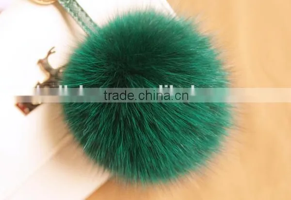 Direct Factory Wholesale Multi Colors Girls 100% Real Fox Fur Key Chain photo-2