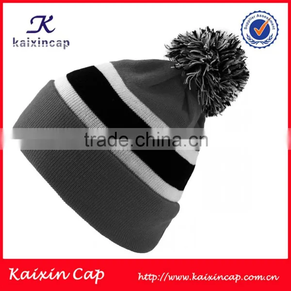 Plain Pom Pom Knitted Beanie Hat With Custom Your Design Logo photo-6