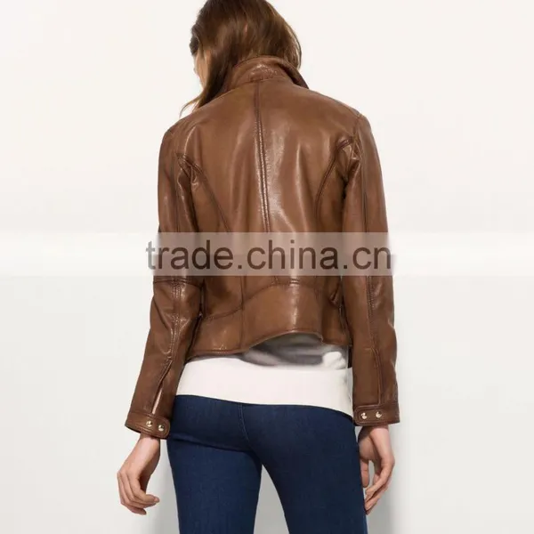 Awsome Design and Easy To Put Hand In Pockets Woman Women Fashion Leather Jacket photo-4