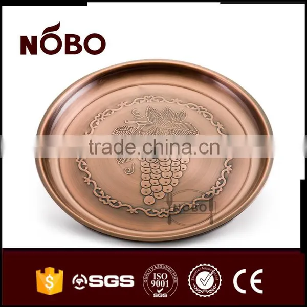 Ancient Copper Embossed Grape Plate, Stainless Steel Non-slip Serving Tray photo-4