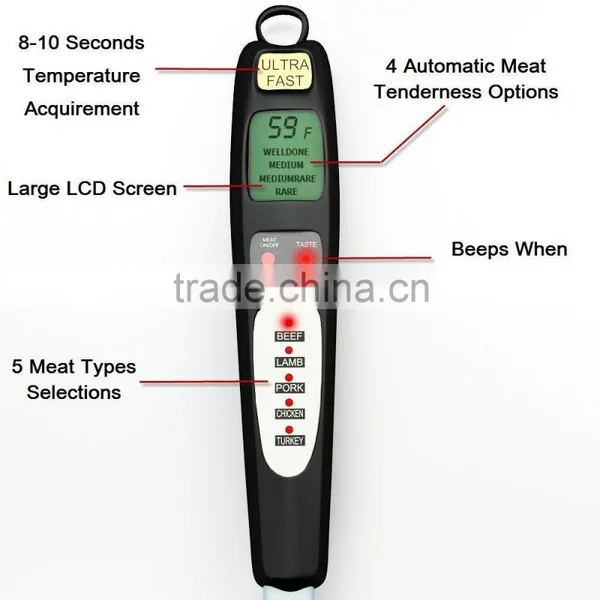 Digital Food Meat Cooking BBQ Thermometer Portable Collapsible Internal Probe Cooking Thermometer With Instant LCD Read Display photo-2