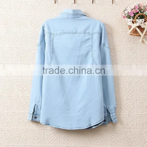 2014 New Style European All-match Long Sleeve Female Jean Coat/jean Shirt Woman Denim Coat Clothing photo-4