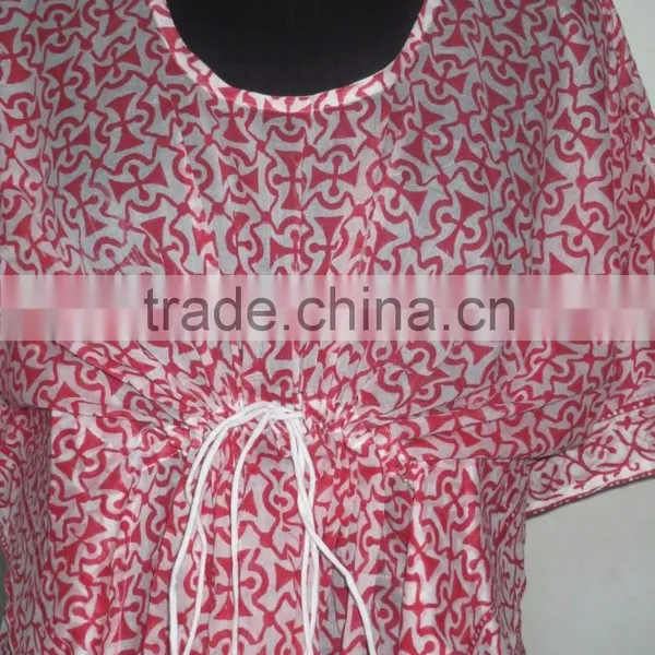 Hand Block Printed Women Casual Wear Kaftan Sexy Fashionable Maxi Dress Designer Beach Wear Poncho Kimono photo-2