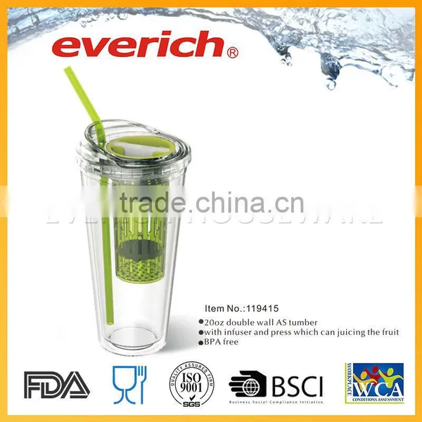 Leak Proof Clear Wholesale Plastic Fruit Infuser Tumbler photo-2