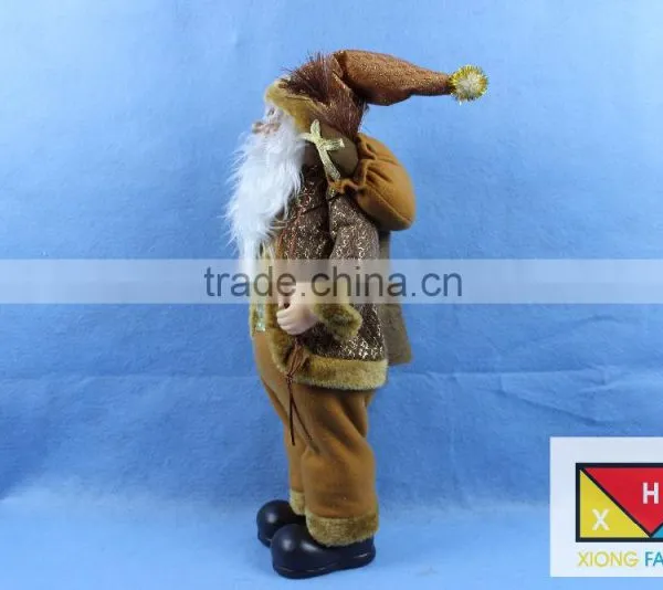 ]Natural Country Brown Standing Santa Claus Christmas Figure With Gift Bag photo-2