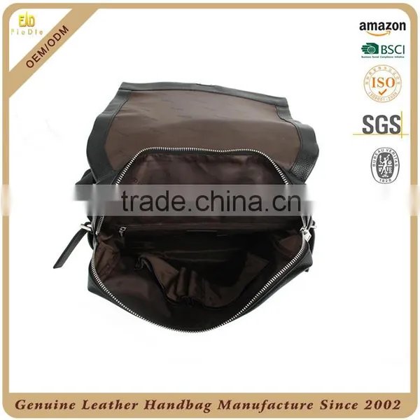 Guangzhou Manufacturer 100% Real Leather Mens Bag Cowhide Vintage Backpack for Men, OEM Backpack Men Leather in Black Color photo-5