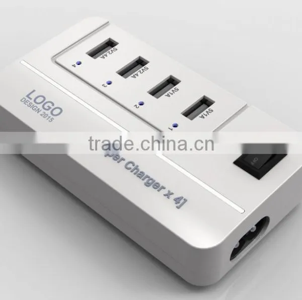 2015 NEW 20W 5V4A 4 Ports High Speed Desktop USB Wall and Travel Charger With Power IQ Technology(White) photo-3