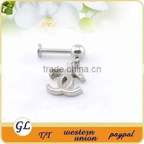 LR01135 Stainless Steel Dangle Cat Lip Ring photo-5