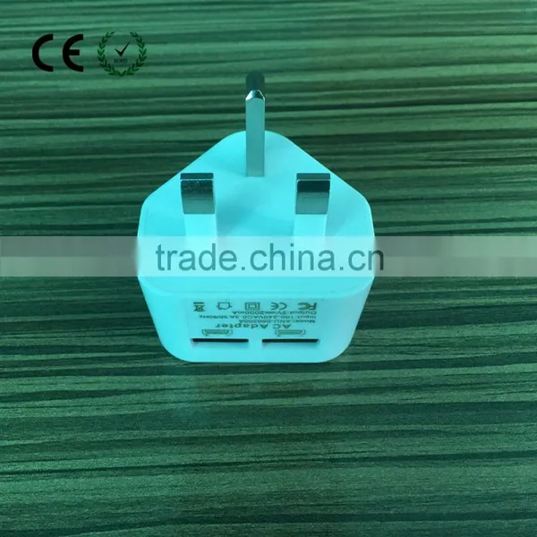 CE RoHS Approved UK Plug Dual USB Charger For Phone photo-3