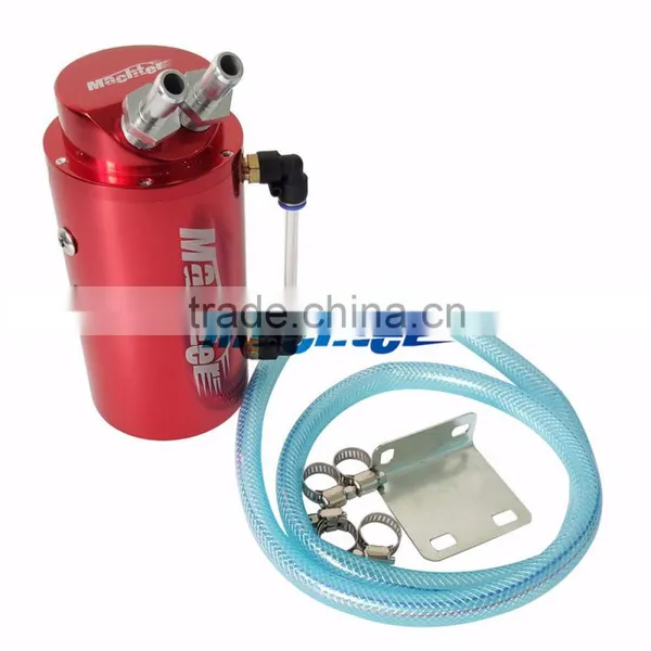 New Universal Car Racing Engine Oil Catch Tank Can Reservoir Red Round + Hose photo-3