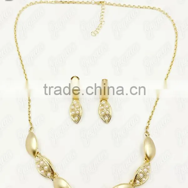 Juyuan Fashion 18K Gold Plated Pendant&Earring Pearl Set