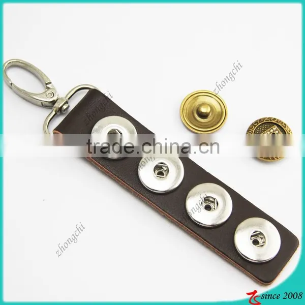 snap button genuine leather key chain