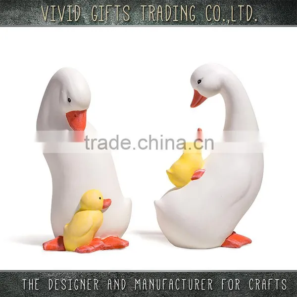Ceramic Cute 3D Shape Monther and Baby Goose Decoration