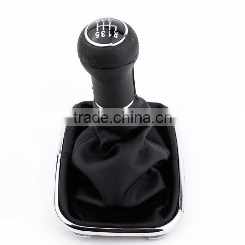 New 6 Speed Gear Shift Knob Gaitor Boot Black PU Leather photo-5