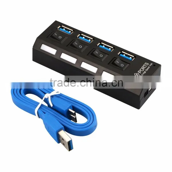 2016 Blue Waving Led Ligted Sparate Switch USB 3.0 Hub 4 Ports photo-2