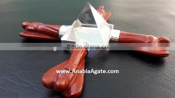 Red Jasper Angels Energy Generator With Crystal Quartz Pyramid photo-2