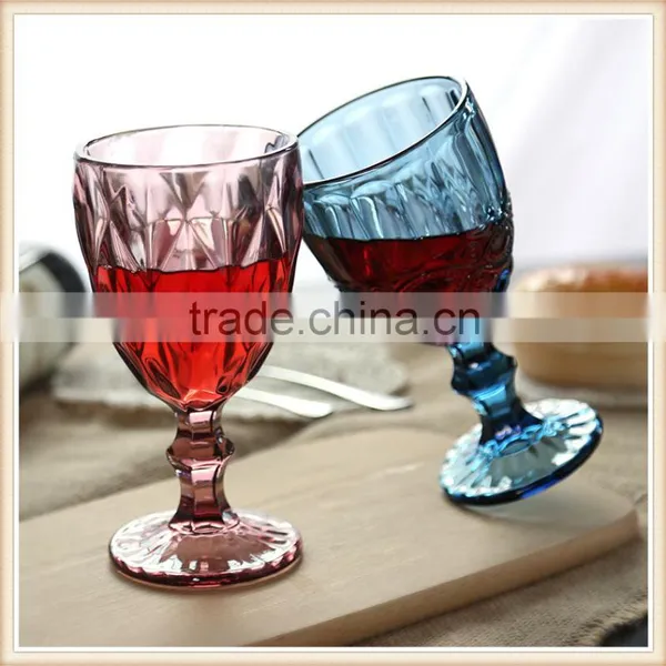 Colored Embossed Wine Glass