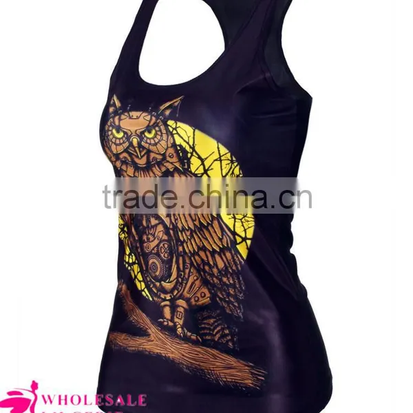 Cheap Ladies Tank Top Black Sexy Womens Jellyfish Printed Cute Tank Top BX112 photo-6