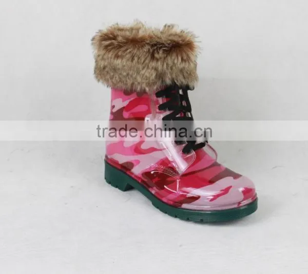 2016 Women Fashion Cheap Martens Plastic PVC Rain Boots With Shoelace photo-3