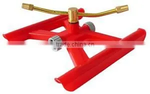Rotary Brass 2-Arm Sprinkler With Plastic H-Shape Base For Garden Watering photo-2