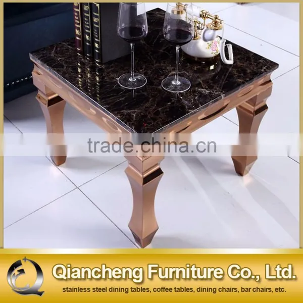 French Provincial End Table Marble Top With Rose Gold Color Leg photo-2