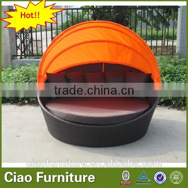 Cheap Rattan Furniture Round Sun Bed Cover photo-3