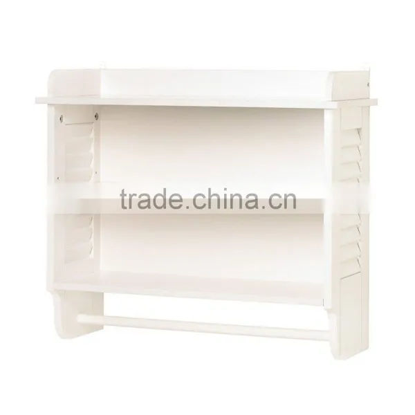 Home White Bathroom Wall Shelf With Towel Holder 3 Tier Bathroom Towel Rack Wall Shelf photo-2