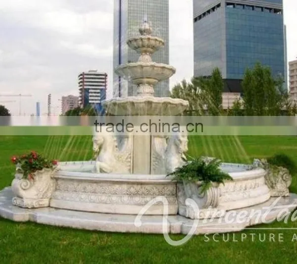 Outdoor Garden Decoration Stone Carving Marble Horse Water Fountain photo-2