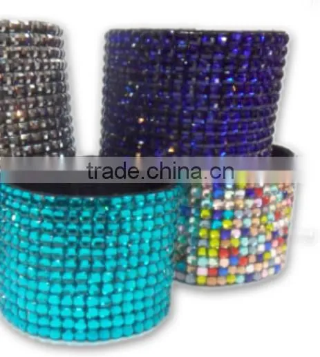 Acrylic Gem Rhinestone Bracelet With Zinc Alloy Locking Part, Hot Sale Gift Leather With Crystal Gem Decoration photo-5