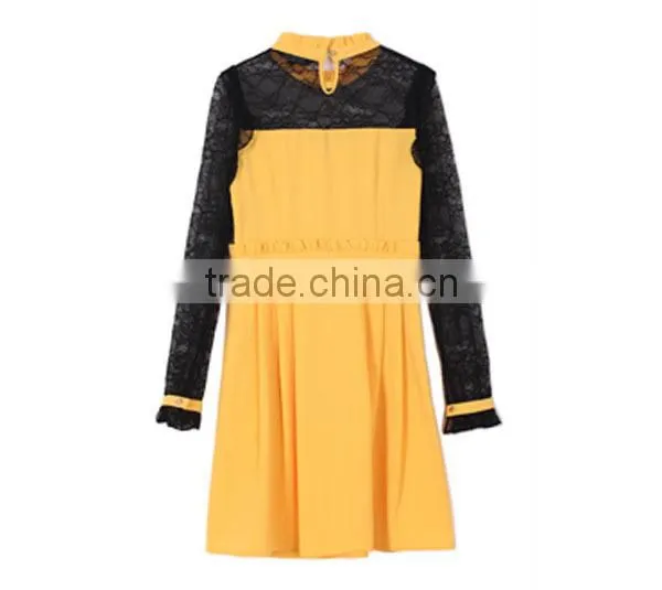 2015 Modern Solid Color Womens Clothing Ladies' Loose-fitting Laced Pleated Women's Sexy Apparel With Stand Collar photo-2