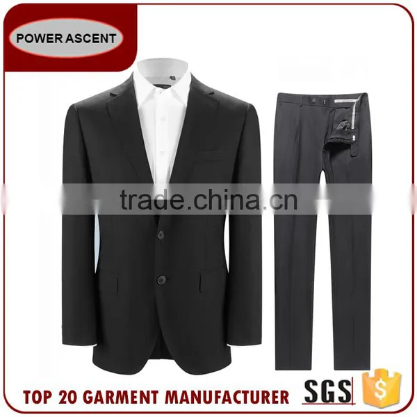 Casual Mens Formal Smooth Business Black 2-Button Suits photo-2