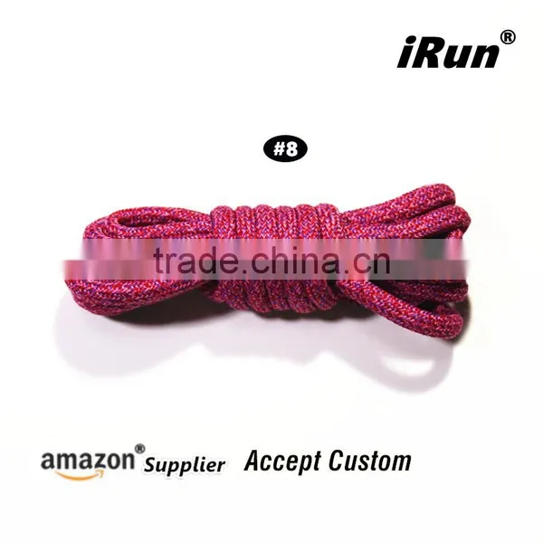 Regular Rope Variegated Pattern Shoelaces for Runners Shoes - Custom Packaging Regular Laces With Plastic Tips - White / Black photo-3