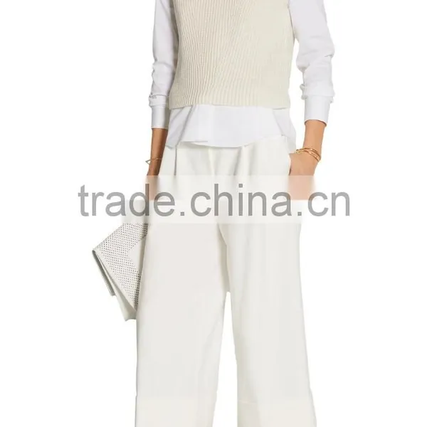2017 New Display Ivory Cashmere Cotton and Silk Blend Slips On Knitted Top photo-4