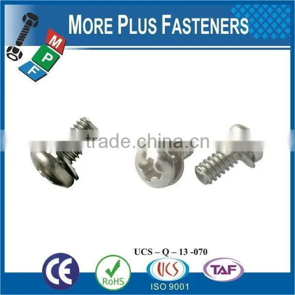 Taiwan M3 M12 M3-0.5 x 5mm DIN 7985 Phillips Drive Pan Head Grade A2 Stainless Steel Machine Screw With Hex Double Lock Washer photo-3