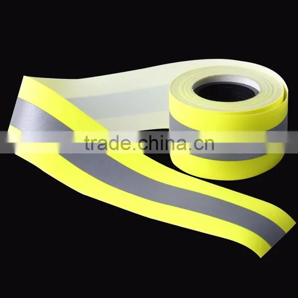 China Supplier Fluorescent Yellow Fire Retardant Reflective Tape for Firefighter Uniform photo-2