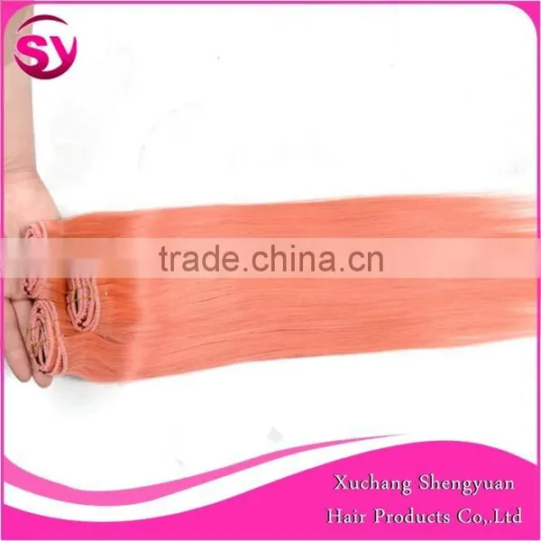 100% Remy Human Virgin Brazilian Hair, Top Quality Most Popular Wholesale Price Clip In Hair Extension Color Pink photo-4