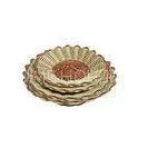 Hand Woven Round Rattan Bread Basket Light Brown For Supermarket
