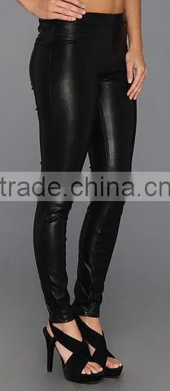 Womens Fashion Stretch Black Leather Legging photo-3
