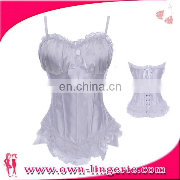 White Elegant Woman Corset Dress Waist Slimming Latex Corset