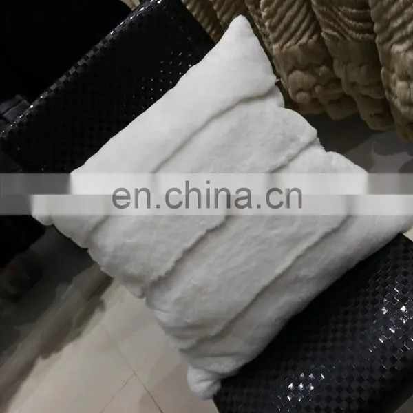 Wholesale Price Rex Rabbit Head Fur Pillow Real Fur Pillow Cover Throw Pillowcase Cushion Covers photo-2