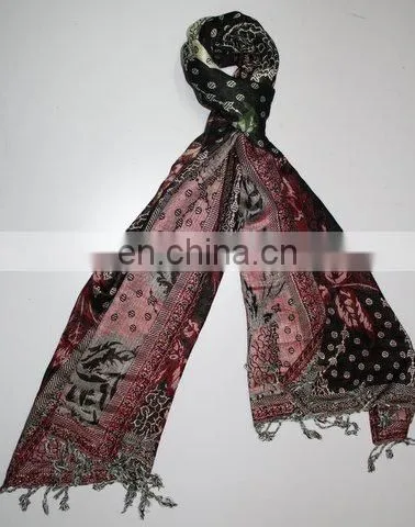 Viscose Pashmina Jamawar Shawls and Scarves photo-3