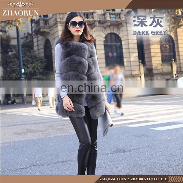 2016 Top Sell Real Whole Skin Fur Gilet Genuine Natural Fox Fur Vest Women photo-3