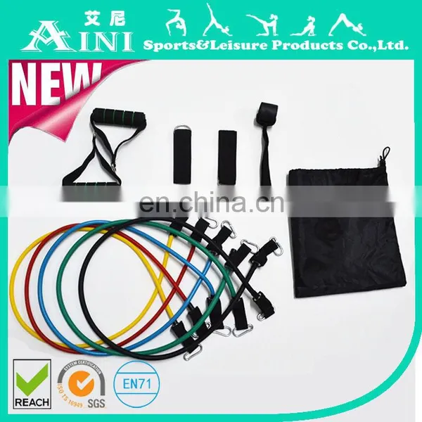 High Quality 11pcs Latex Resistance Bands Set /exercise Resistance Bands for Yoga /gym Equipment