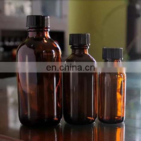 0.5oz,1Oz,4OZ,8OZ Boston Round Glass Bottle Essential Oil Glass Bottle With Black Lids photo-3
